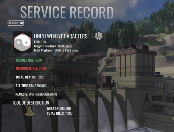 Service record screen